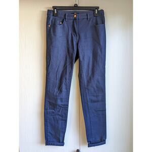H&M Women's Navy Blue Mid Rise Copper Button Straight Leg Pockets Pant Size 6